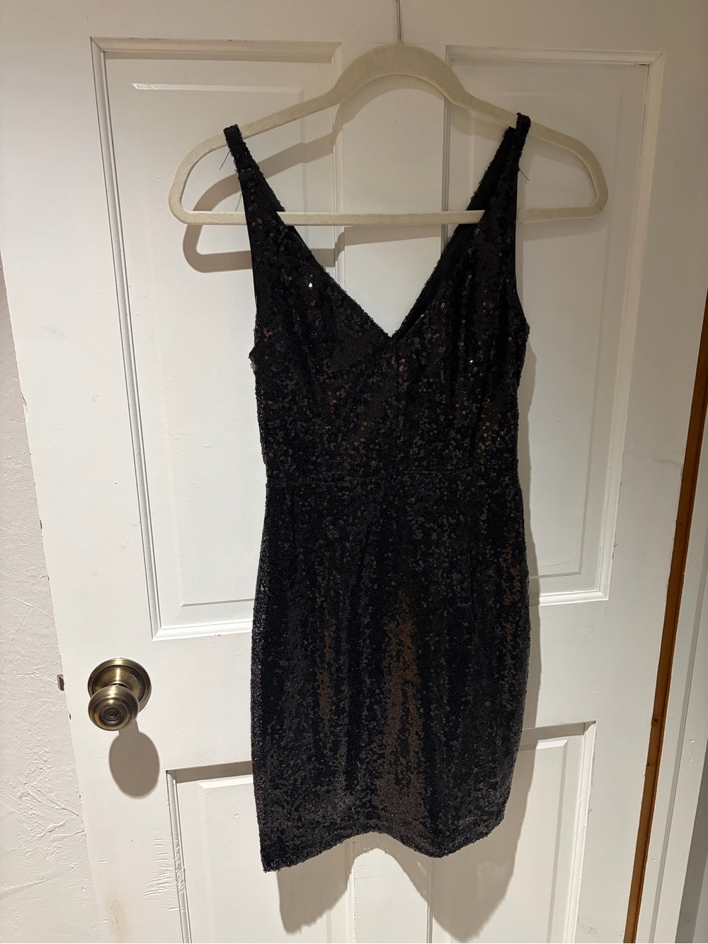 Lulu's Black Sequin V-Neck Mini Dress